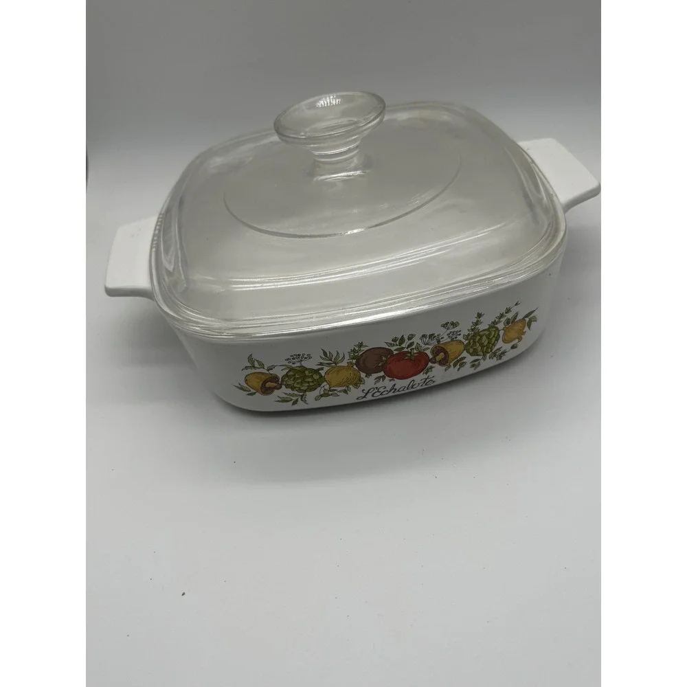 Corning Ware Casserole Dish Unisex OS White L'Echalote La Marjolaine Vintage Lid